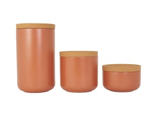Matte Terracotta <b>Storage</b> Canister Cork Lid Airtight Seal Modern <b>Kitchen</b> Organizer Minimal Countertop <b>Storage</b> Solution - Product Image 2
