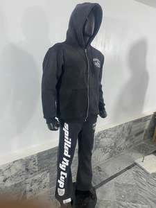 Conjunto Deportivo de Pantalones y Sudadera con Capucha para Hombre, 100% Algodón, con Cierre, Forro Polar, Logotipo Personalizado, Ropa Deportiva Urbana, para Gimnasio, Fitness, Entrenamiento, Tallas Grandes - Product Image 5