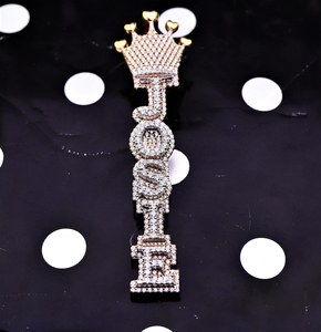 Pendentif personnalisé vertical Hip Hop en argent 925 plaqué or, luxe, serti de moissanite VVS, avec initiale en forme de couronne pour homme, bijoux Hip Hop - Product Image 6