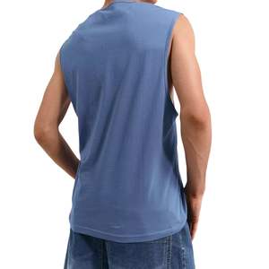 Camiseta sin Mangas Personalizada al por Mayor para Hombre, 100% Algodón, con Logotipo Bordado, Chaleco Deportivo para Fitness, Camiseta Interior Estampada - Product Image 4