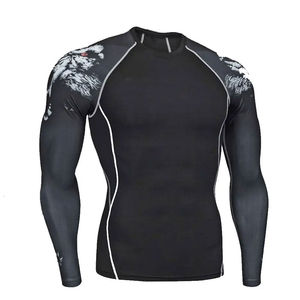 Ensemble de compression noir, manches longues, col rond, impression par sublimation, séchage rapide, spandex, polyester, vêtements de yoga - Product Image 6