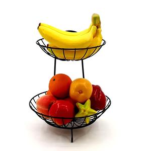 Panier de rangement à 2 niveaux en métal pour fruits, légumes et pain, support d'organisation pour comptoir de cuisine, table à manger, écologique et durable - Product Image 3