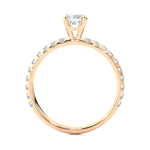 Bague de fiançailles solitaire en or jaune 14 carats avec diamants d'accompagnement, certifiée IGI, taille princesse, 1,01 carat, diamant de laboratoire - Product Image 4