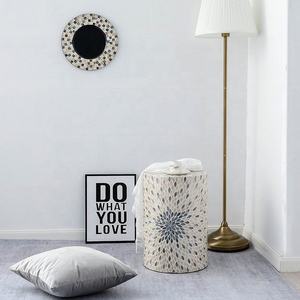 Custom Design Wooden Cylinder Accent Furniture <b>Stools</b> Mother of Pearl Premium Quality Shell Mosaic Decor For Room - Product Image 3