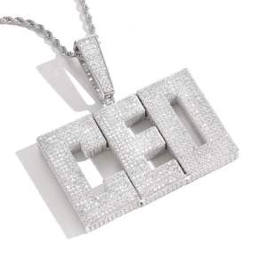 Colgante con Letra King, Chapado en Oro de 22K, con Cristales de Imitación, Joyería Hiphop para Hombre, Uso Diario - Product Image 2