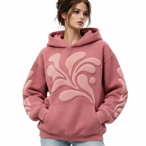 Sweat à capuche pour femme avec impression en relief, en matière douce, coupe moderne, idéal pour le streetwear et le style de vie contemporain - Product Image 1