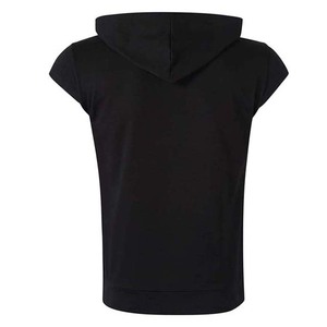 เสื้อออกกำลังกายสีดำ เสื้อผ้าผู้ชาย เสื้อฮู้ดแขนกุดแบบสวมใส่สบาย มีกระเป๋าซิป - Product Image 3