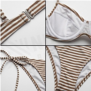 NORTH APPROACH Ensemble de bikini 2 pièces rayé pour femme, haut bandeau et bas string, maillot de bain évidé - Product Image 4