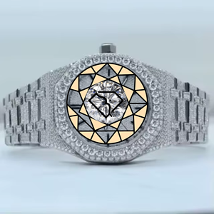 นาฬิกาแฟชั่นหรูหราสำหรับผู้ชาย ประดับเพชร หน้าปัด 40 มม. ระบบกลไก สายสแตนเลส กว้าง 20 มม. แสดงวันที่อัตโนมัติ - Product Image 1