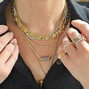 OEM Ready 14K Gold Diamond Spine Bar <b>Necklace</b> Lab Grown Pave <b>Rings</b> Paperclip Chain Capsule Modern Designer Fine Jewelry Bulk - Product Image 4
