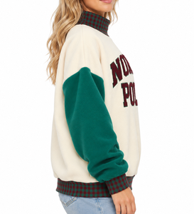 Custom <b>Women's</b> Oversized Mock Neck <b>Sweatshirt</b> <b>Christmas</b> Crystal Applique Embroidery Cotton Fleece Long Sleeve Winter Pullover - Product Image 2