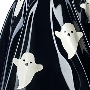 Women High Waist <b>PU</b> A-Line Mini <b>Skirt</b> With Ghost Print Shiny Pleated Style All Seasons Wear - Product Image 5