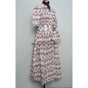 Vestido indio vintage de algodón con estampado floral hecho a mano, cuello en V, lavable, para verano, estilo bohemio, largo hasta el tobillo, para mujer. - Product Image 5