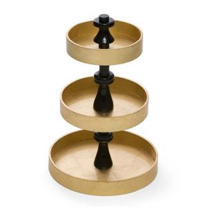 Support à gâteau rond en métal doré avec piédestal classique et miroir - Product Image 3
