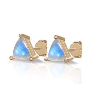 <b>Rose</b> <b>Gold</b> Plated Sterling Silver Trillion Cut Pearl <b>Stud</b> <b>Earrings</b> Classic Women's Jewelry Heerani Jewels Water Triangle - Product Image 1