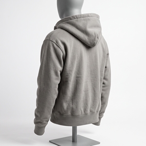 Sudadera con capucha gris claro para hombre, con cremallera, forro polar cepillado, bordado personalizado, abrigo de entrenamiento liso, ropa exterior informal unisex - Product Image 2