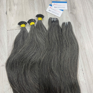 Extensions de cheveux humains vietnamiens bruts à pointe en K, double épaisseur, cuticules alignées, couleur grise, vente en gros - Product Image 6