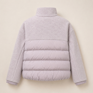 Women Hybrid Down <b>Jacket</b> Wool Blend Padded Mixed-Media <b>Cropped</b> <b>Puffer</b> <b>Jacket</b> Coat <b>Cropped</b> Winter Outerwear Woman <b>Jacket</b> - Product Image 3