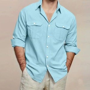 Men's Short Sleeve Solid Knitted for Shirt ODM Casual Quick Dry Button Collar Soft Comfortable Daily Tops - Product Image 5