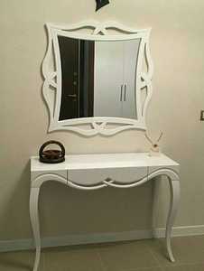 French Style Hand Made Console <b>Table</b> With <b>Mirror</b> Frame Antique Design Wooden Frame Hallway Entryway Living Room Furniture - Product Image 1