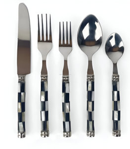 Best Selling <b>Set</b> of 4 Stainless Metal Cutlery High Quality Spoon with Mother of Pearl Handle for Wedding Parties - Product Image 1