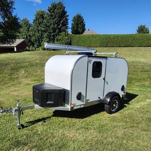 Remolque de Viaje Tipo Lágrima, RV Portátil para Acampar con Cama Grande, Red de Almacenamiento Interior y Portaequipajes de Techo - Product Image 1