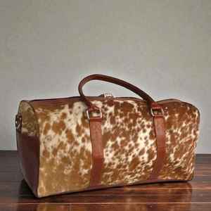 Sac de voyage fourre-tout en cuir véritable à poils, marque privée, avec fermeture éclair, design portable et tendance LHDB-0099 - Product Image 4