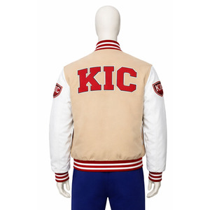 Custom Logo Chenille Patch Men’s Varsity <b>Jacket</b> 100% Wool Body White Leather Sleeves Letterman Baseball Bomber <b>Jacket</b> - Product Image 6