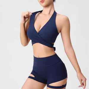 Nouveau Soutien-gorge de Sport Sexy à Cordon de Serrage pour Femme, Col en V, pour Yoga, Fitness, Course et Entraînement, avec Dos Élégant - Product Image 5