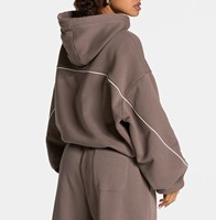 Ensemble de survêtement d'hiver oversize à capuche pour femme, écoresponsable, décontracté, avec sweat à capuche et pantalon de survêtement, en molleton doux 100% uni, imprimé délavé à l'acide