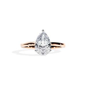 Women's 14k Gold Pear Cut Diamond Engagement Ring Prong Setting floral Style - Product Image 1