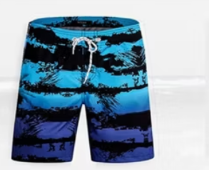 Shorts de Baño Casuales para Hombre, Grises, con Estampado de Letras, de Secado Rápido, Cintura Media, Poliéster/Algodón, con Cordón Ajustable - Product Image 3