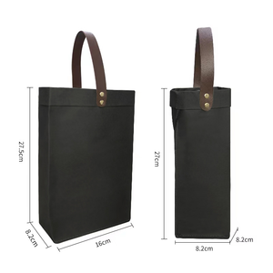 Sac cadeau en papier kraft lavable de haute qualité avec logo personnalisé, respectueux de l'environnement, sac pour bouteille de vin avec poignée en PU - Product Image 4