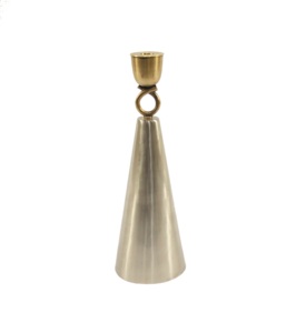 Designer Gold Pillar Candle Holder with Clear Glass <b>Hurricane</b> Shade for Luxury Event and Wedding Styling - Product Image 6