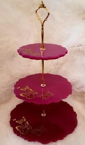 Support de service à 3 niveaux en résine durable, présentoir alimentaire décoratif moderne pour la maison, la salle à manger et la cuisine - Product Image 4