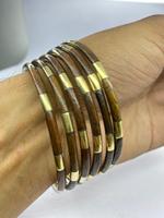 Bracelets larges en résine tendance avec bordures en laiton – Bracelets personnalisables couleur brillante avec finition dorée, ensemble de bijoux en bois, vente en gros