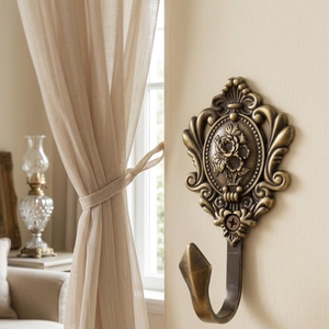 Gancho de Pared Floral de Bronce Antiguo Estilo Victoriano, Perchero Metálico Decorativo para Cortinas, Dormitorio y Sala de Estar - Product Image 4