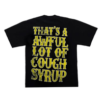T-shirts pour hommes Cupid Tattoo Hip Hop Streetwear en coton 100% peigné, écologique, personnalisable OEM, 300 g/m², motif 'THAT'S AWFUL LOT COUGH SYRUP'