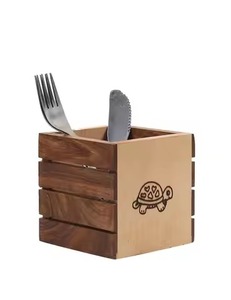 Wooden Cutlery Holder With Handle Multi Compartment Flatware Organizer <b>Kitchen</b> Utensil Storage Box Tabletop <b>Caddy</b> - Product Image 3