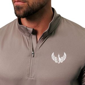 <b>Mens</b> Premium Funnel Neck Sports <b>Pullover</b> Long Sleeve Workout Training Top Breathable Fitness Running Activewear Wear - Product Image 2