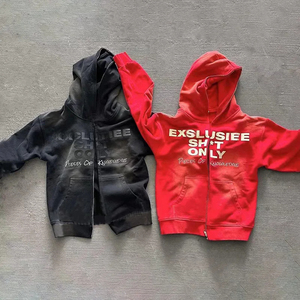 Ensemble sweat à capuche et short pour homme, style streetwear imprimé, deux pièces, rouge et noir, en polyester French Terry, pour l'automne - Product Image 3