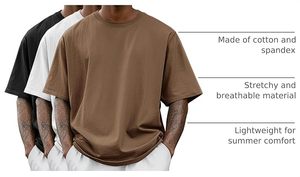 <b>Men's</b> Short Sleeve O-Neck T-<b>Shirt</b> Oversized Fit with Pattern Casual Knitted Quick Dry 100% Cotton Front Logo Eco-Friendly - Product Image 5