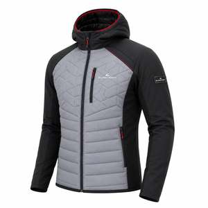 Veste matelassée à capuche pour homme, finition brillante, hiver, décontractée, imperméable, respirante, coupe-vent, tissu PU, polyester/nylon, fermeture éclair - Product Image 6