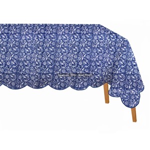 Mantel Rectangular con Borde Festoneado, Nuevo, 100% Algodón, Marca Premium, Lavable, Elegante, para Bodas y Banquetes, Moderno, con Estampado de Bloques - Product Image 5