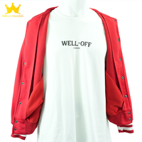 Veste de baseball décontractée à rayures rouges et blanches avec boutons-pression, style universitaire