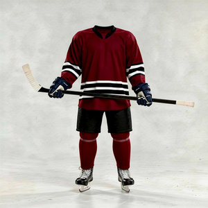 Production d'uniformes de hockey sur glace OEM, maillot d'équipe personnalisé, tissu polyester sublimé, vêtements d'entraînement grande taille - Product Image 3