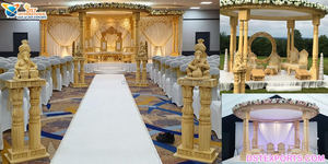 การจัดตกแต่งมณฑปงานแต่งงานแบบฮินดูที่หรูหราในเยอรมนี มณฑปไฟเบอร์กลาสแบบดั้งเดิม น้ำหนักเบา ปรับแต่งขนาดและสีได้ DST Wedding - Product Image 5