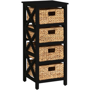 Elegante Mueble Organizador de Madera con 4 Cajones de Mimbre Natural, Mueble Independiente para Sala de Estar - Product Image 5