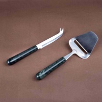 Outils de service à fromage en acier inoxydable, trancheuse à fromage avec manche en marbre gris, cuisine moderne, passe au lave-vaisselle, écologique, argenté, noir