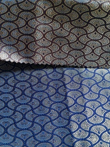 <b>Blue</b> Brocade Fabric With Metallic Abstract Pattern Woven Jacquard Design - Product Image 2